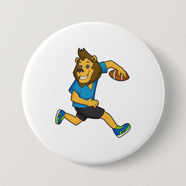 Lion Rugby Player Football Button (Vorderseite)