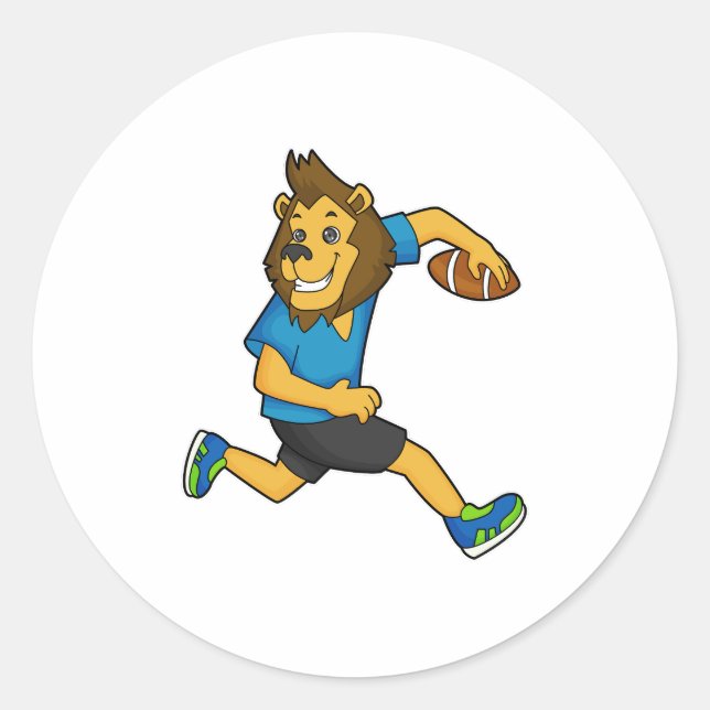 Lion Rugby Player Football Runder Aufkleber (Vorderseite)