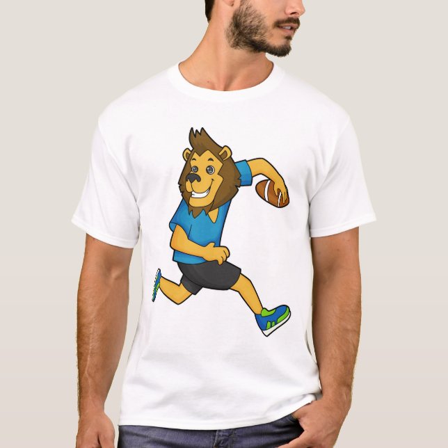 Lion Rugby Player Football T-Shirt (Vorderseite)