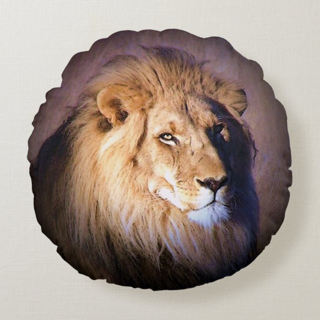 Lion Rundes Kissen (Vorderseite)