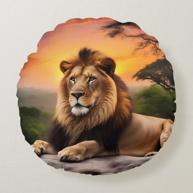 Lion Rundes Kissen (Vorderseite)