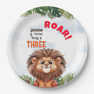 Lion Safari Wild & Three Kindergeburtstag Pappteller