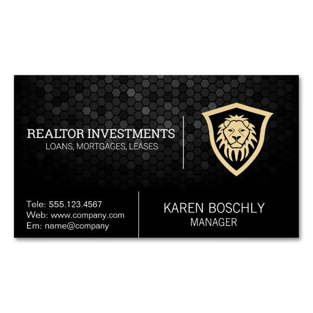 Lion Shield | Finanzlogo Magnetische Visitenkarte (Vorderseite)