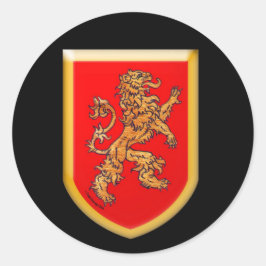 Lion Shield Gold Red Runder Aufkleber