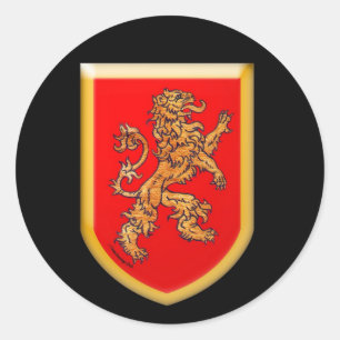 Lion Shield Gold Red Runder Aufkleber