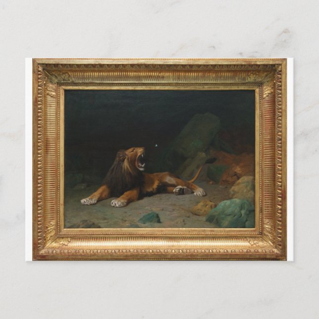 Lion Snapping bei einem Schmetterling von Jean-Leo Postkarte (Vorderseite)