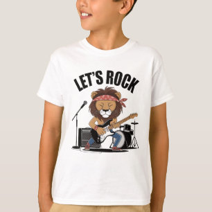 Lion spielt Gitarre mit Schlagzeug und Mike T-Shirt