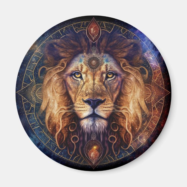 Lion Spirit Mandala Visionäre Kunst Magnet (Vorne)