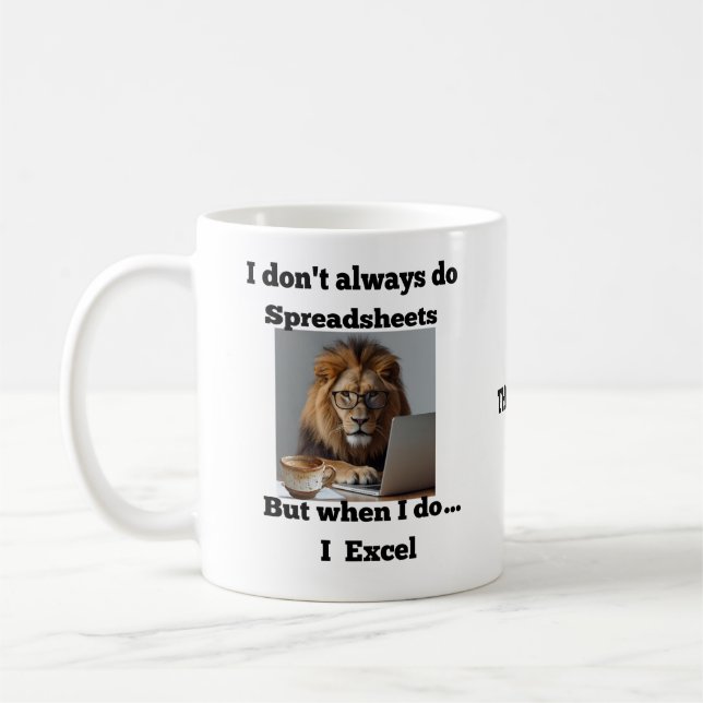 lion spreadsheet office Mug Kaffeetasse (Links)