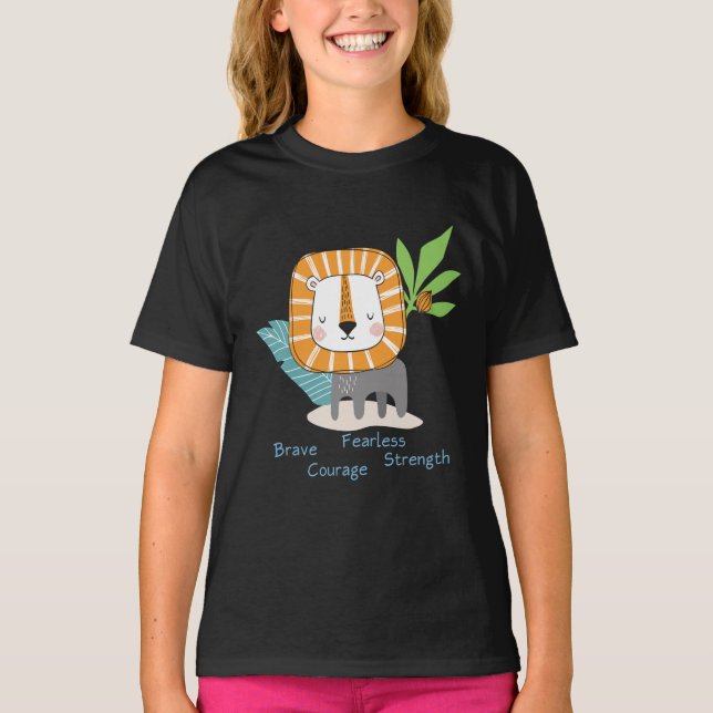 Lion - Starkes Tier - Erziehende Kinder T-Shirt (Vorderseite)