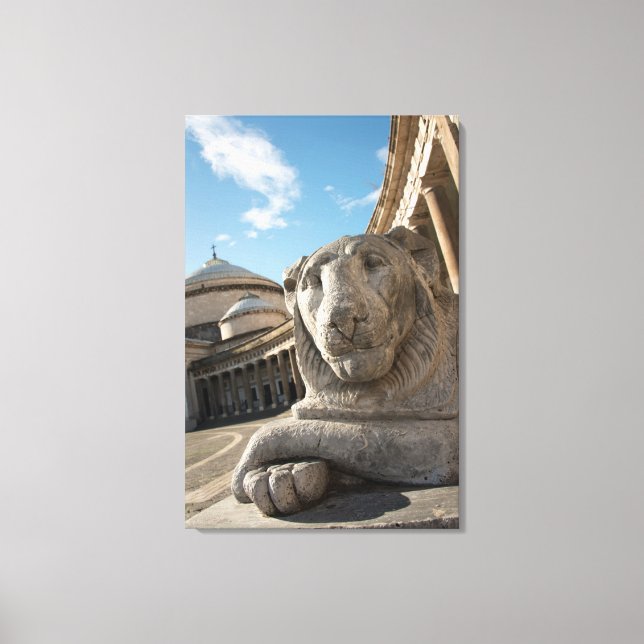 Lion statue in front of San Francesco di Paola Leinwanddruck (Vorderseite)