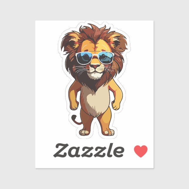 Lion Sticker with Aviator Sunglasses (Blatt)