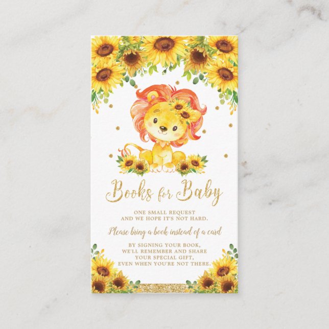 Lion Sunflower Babydusche buchen Begleitkarte (Vorderseite)