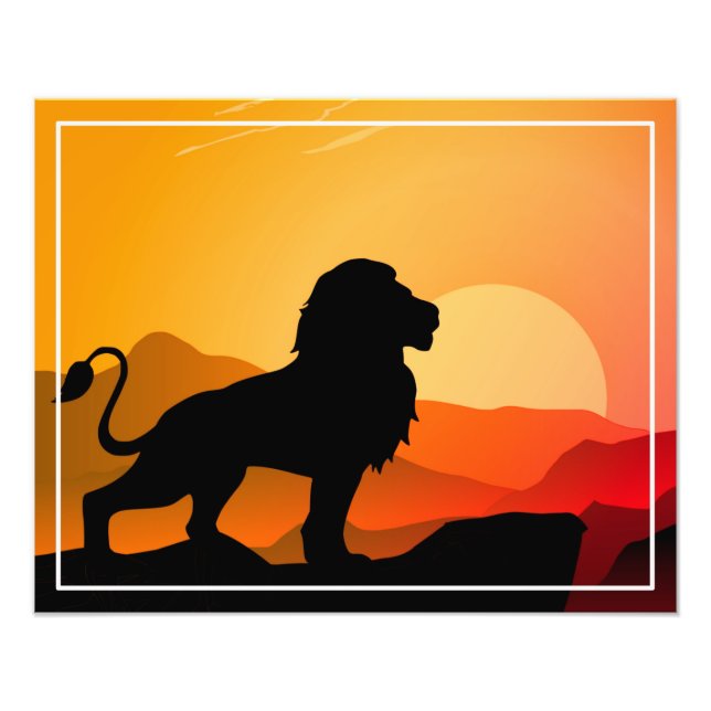 Lion Sunset Silhouette Illustration-34654 Fotodruck (Vorne)