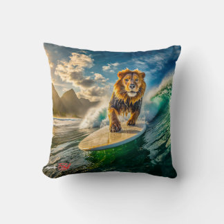 Lion Surfing Design von Rich AMeN Gill Kissen
