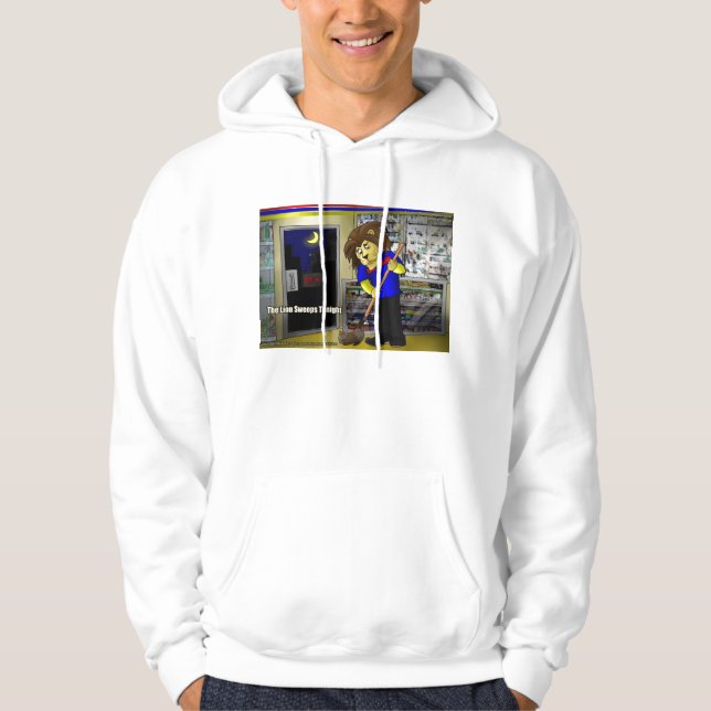 Lion Sweeps Tonight Funny Hoodie von Rick London (Vorderseite)