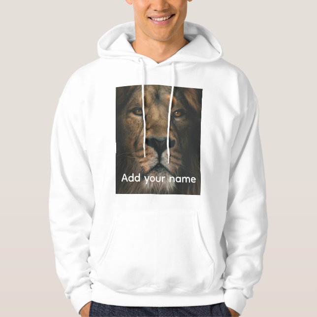 Lion-t-Shirt-Druck mit bearbeitbarem Text Hoodie (Vorderseite)