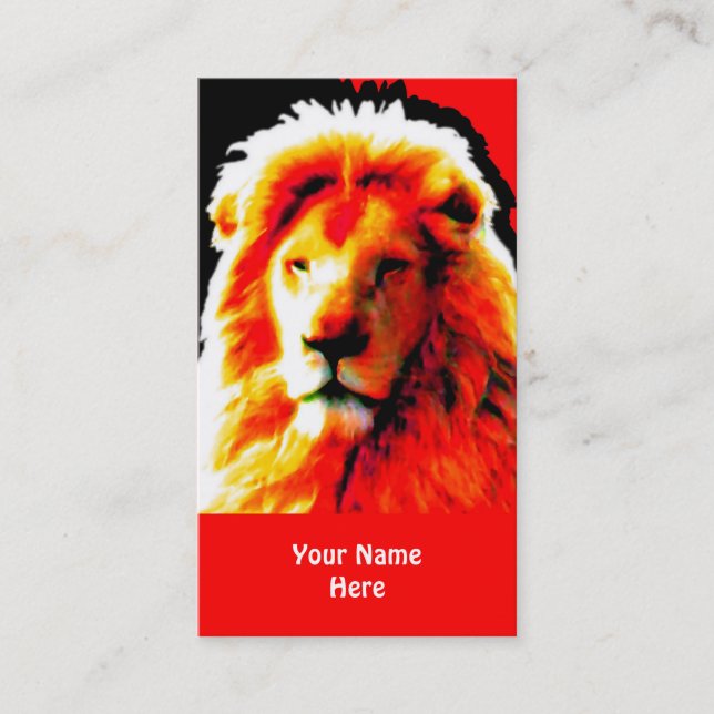 Lion Tête rouge carte de visite rouge (Devant)