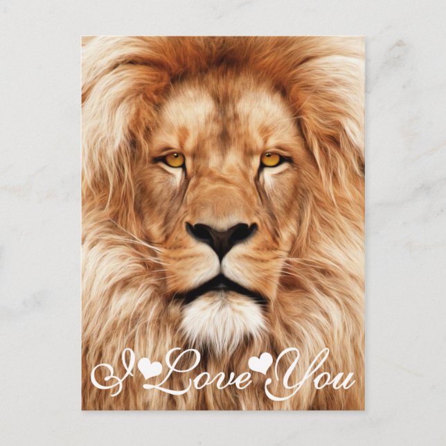 Lion The King Foto Malerei I Liebe You Postkarte (Vorderseite)