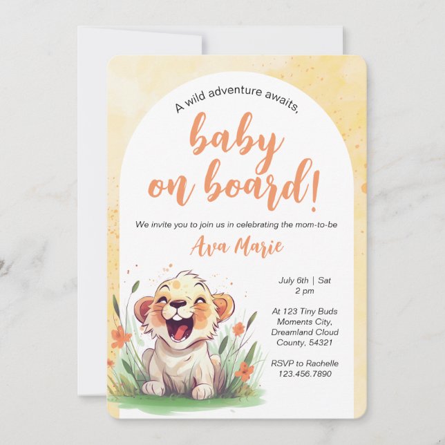 Lion Themed Baby Dusche Einladung (Vorderseite)