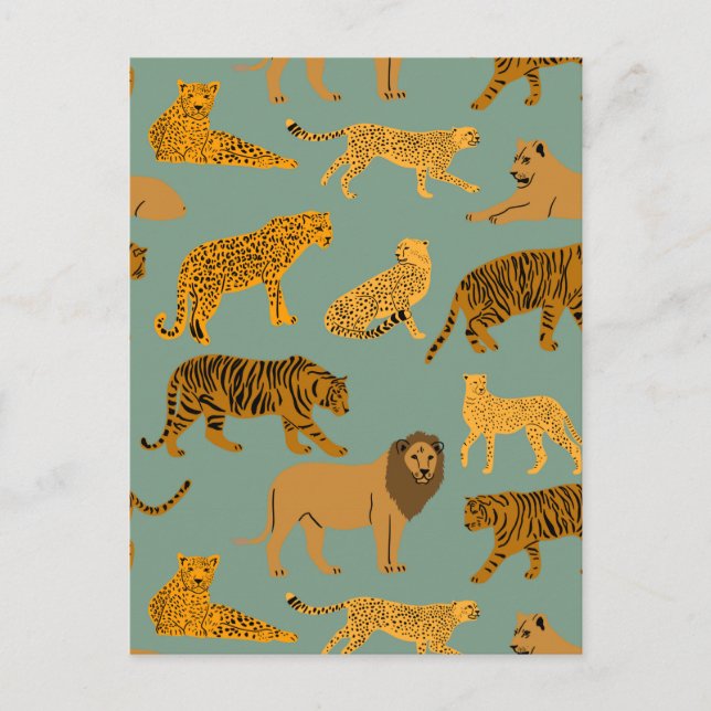 Lion, Tiger und Leopard Muster Postkarte (Vorderseite)