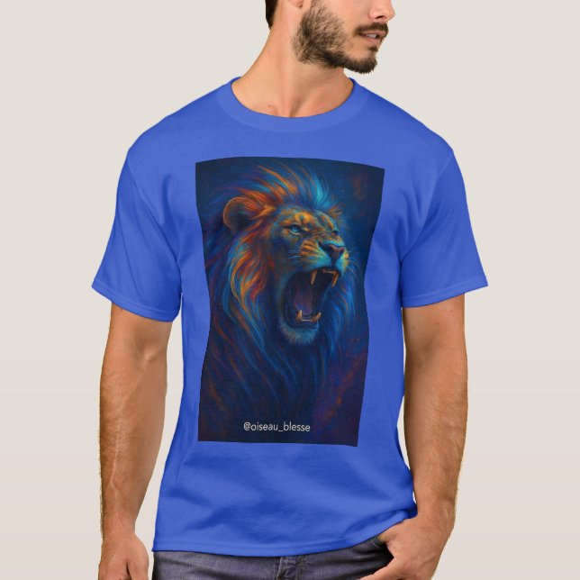 Lion torréfaction à la fibre - T-shirt bleu et ora (Devant)