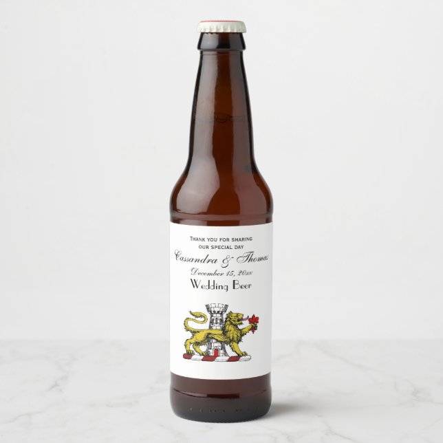 Lion Tower Lilie Wappen Emblem C Bierflaschenetikett (Vorderseite)