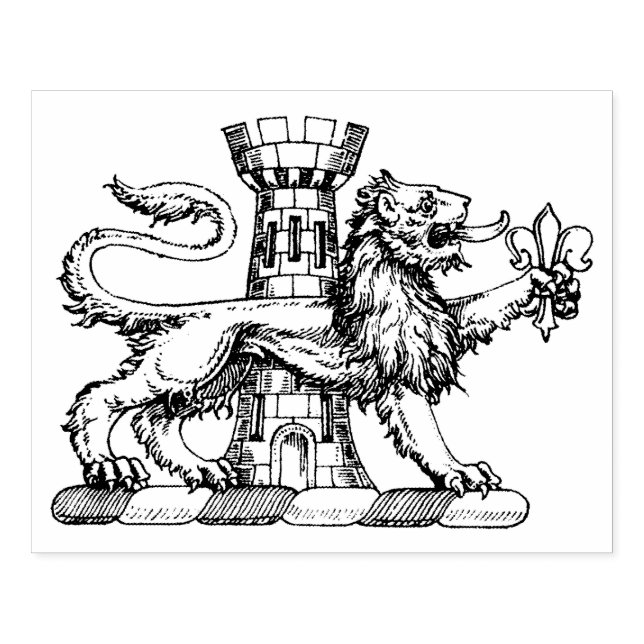 Lion Tower Lilie Wappen Emblem C Gummistempel (Prägung)