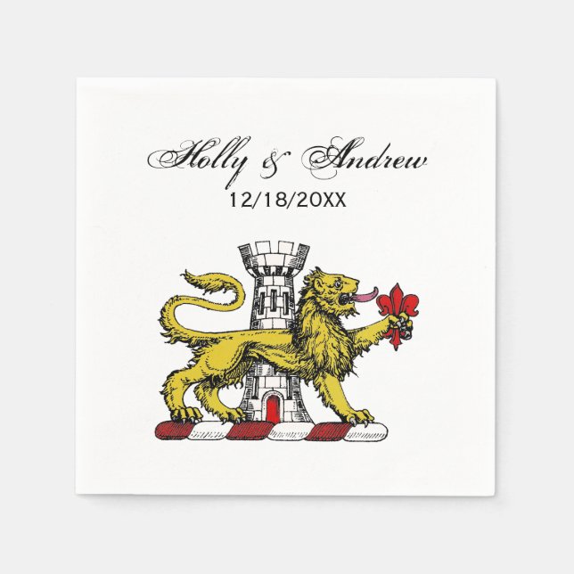 Lion Tower Lilie Wappen Emblem C Serviette (Vorderseite)