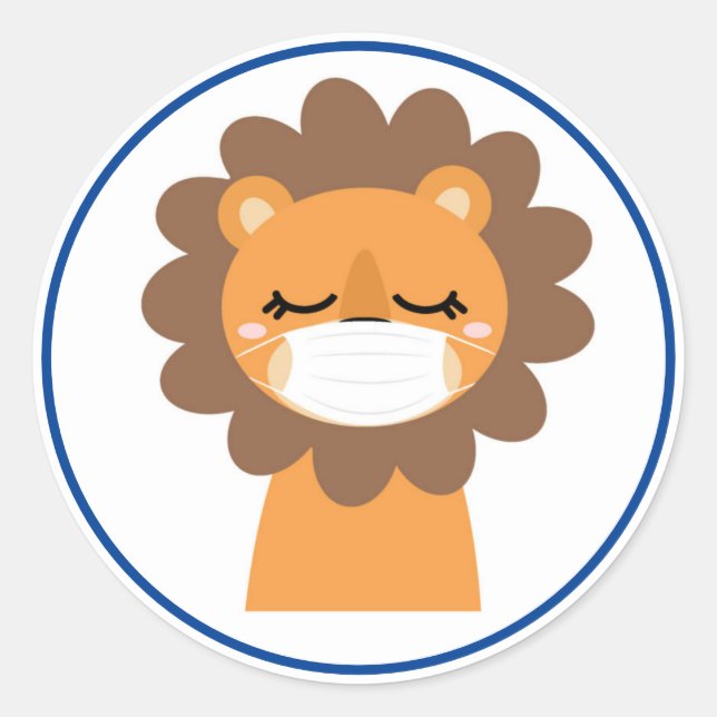 LION TRAARING MASK COVID-19 Classic Round Sticker (Vorderseite)
