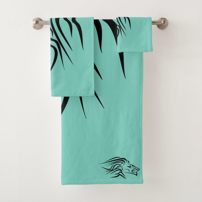 Lion Turquoise Badetücher - Ihre Farben Badhandtuch Set (Insitu)