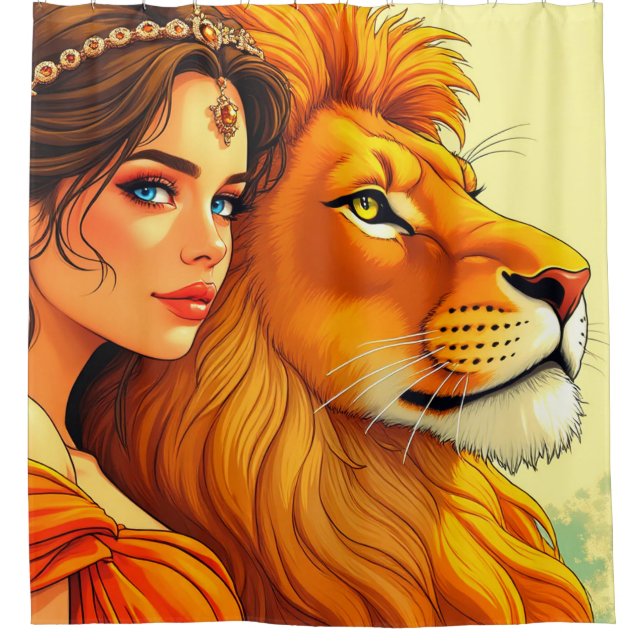 Lion und Lady Duschvorhang (Vorderseite)