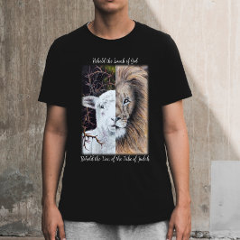 Lion und Lamm, schwarzer T - Shirt