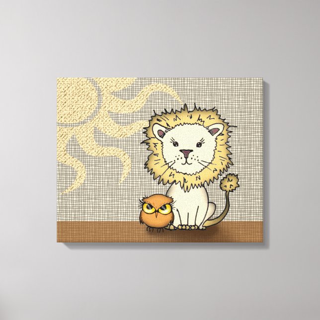 Lion und Owl Kinderzimmer Kunstdrucken Leinwand (Vorderseite)