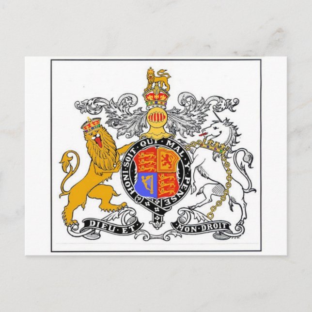 LION UND UNICORN COAT VON WAFFEN POSTKARTE (Vorderseite)