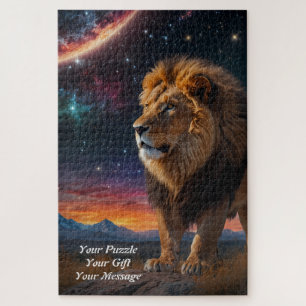 Lion Under a Starry Sky