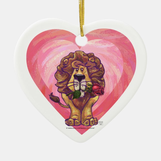 Lion Valentinstag Keramik Ornament (Vorne)