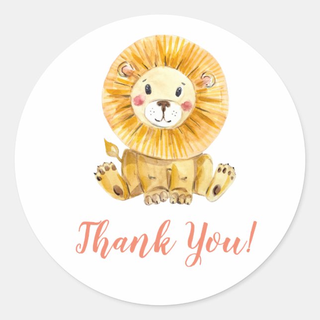 Lion Vielen Dank Runder Aufkleber (Vorderseite)