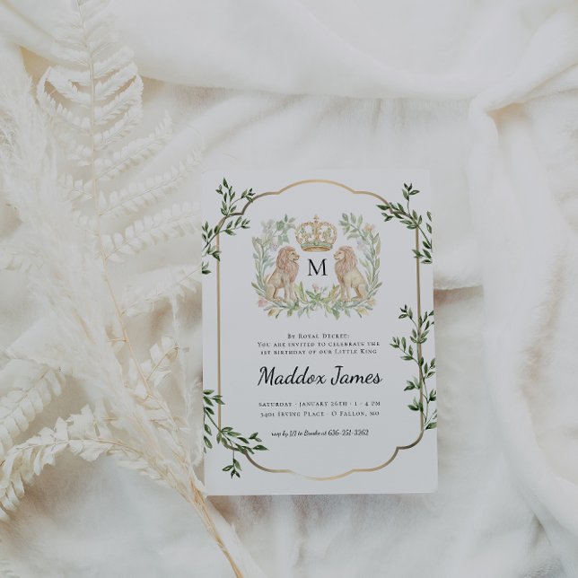 Lion Wappen | Regal Little King 1. Geburtstag Einladung (Von Creator hochgeladen)