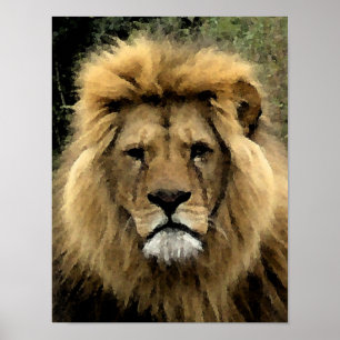 Lion Watercolor Portrait - Leinwand Poster