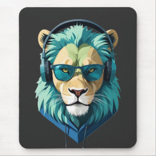 Lion Wearing Hoodie Funny Coole Tierart Mousepad