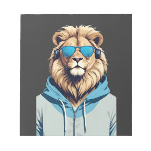 Lion Wearing Hoodie Funny Coole Tierart Notizblock