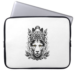 Lion Wild Animal Nature Illustration Art Tattoo Laptopschutzhülle