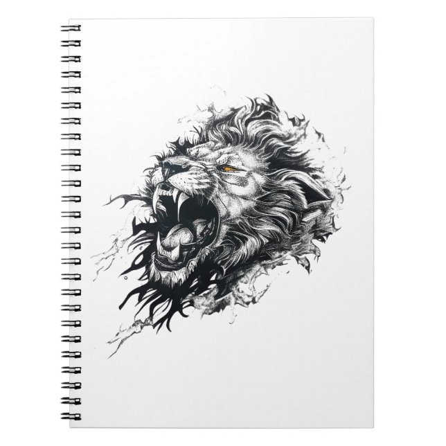 Lion Wild Animal Nature Illustration Art Tattoo Notizblock (Vorderseite)