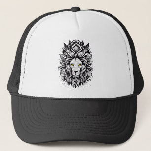 Lion Wild Animal Nature Illustration Art Tattoo Truckerkappe