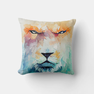 Lion Wild Animal Nature Wasserfarben Malerei Kissen