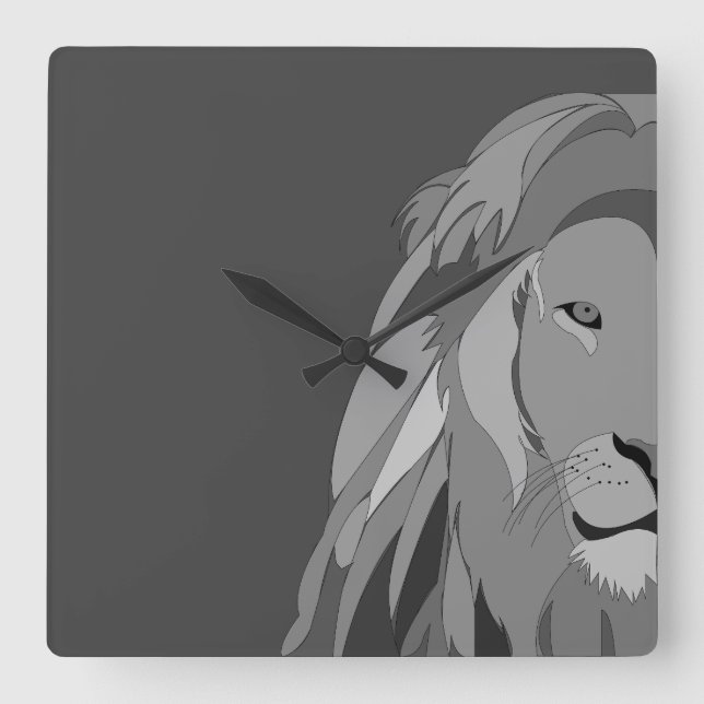 Lion Wild Animal Quadratische Wanduhr (Vorderseite)
