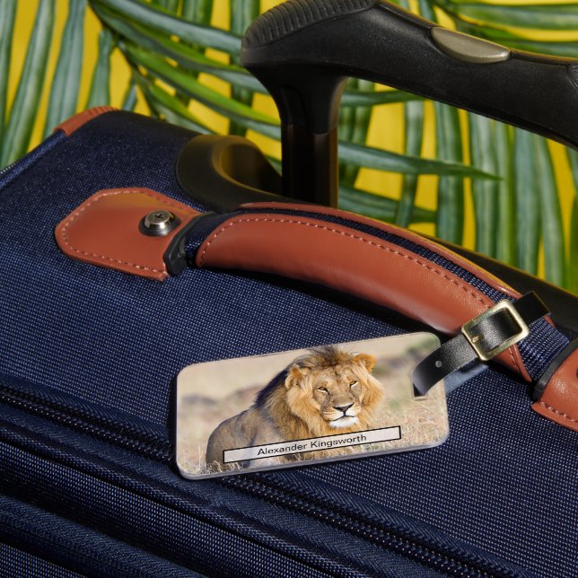 Lion wild life Safari Tierreise personalisiert Gepäckanhänger (Vorderseite Insitu 3)