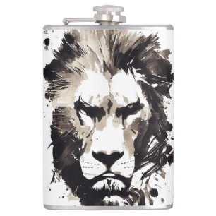 Lion Wild Nature Free Spirit Art Pinselstrich Flachmann