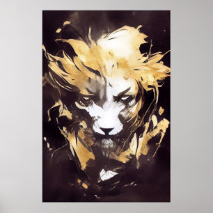Lion Wild Nature Free Spirit Art Pinselstrich Poster